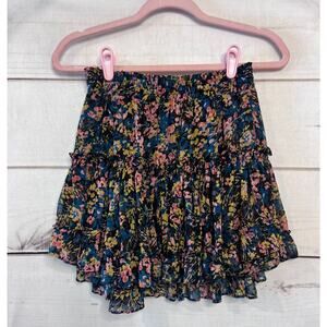 MISA Size XS Flirty Floral Skirt Tiered Ruffled CUTE